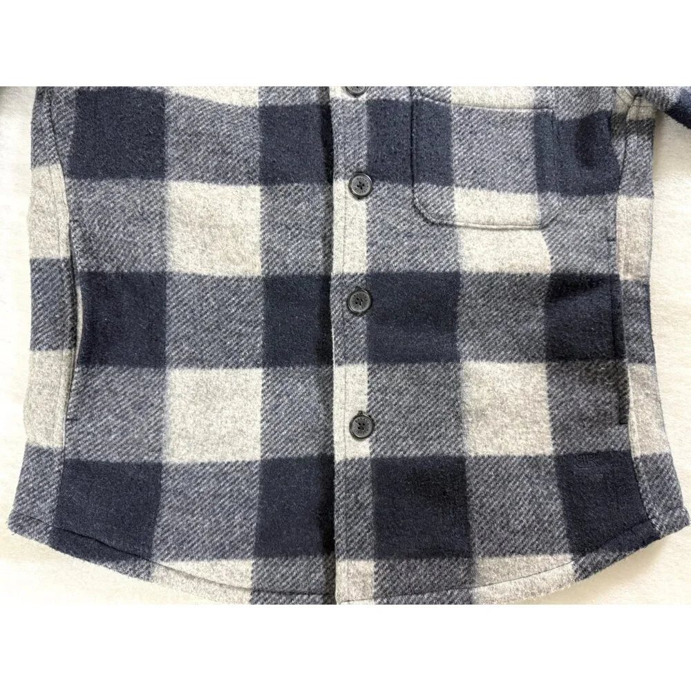 Banana Republic Men’s S Buffalo Plaid Shirt Jacket Shacket Navy Gray Warm Lined‎